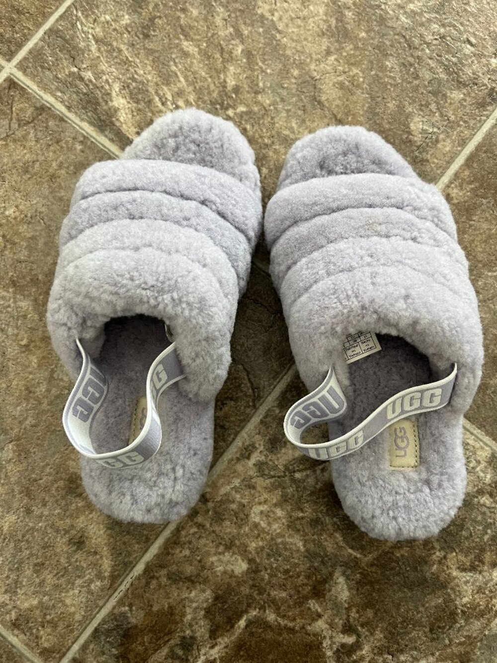 UGG Gray Fluff Cozy Slide Slippers